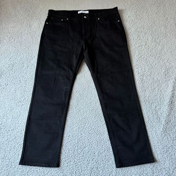 NEW Calvin Klein Jeans Mens 38x30 (Fits 40x30) Black Denim Slim Straight Stretch - Picture 1 of 14